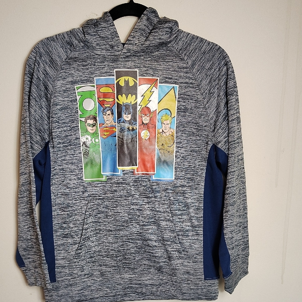 DC Comics Blue and Gray Superhero Sweater